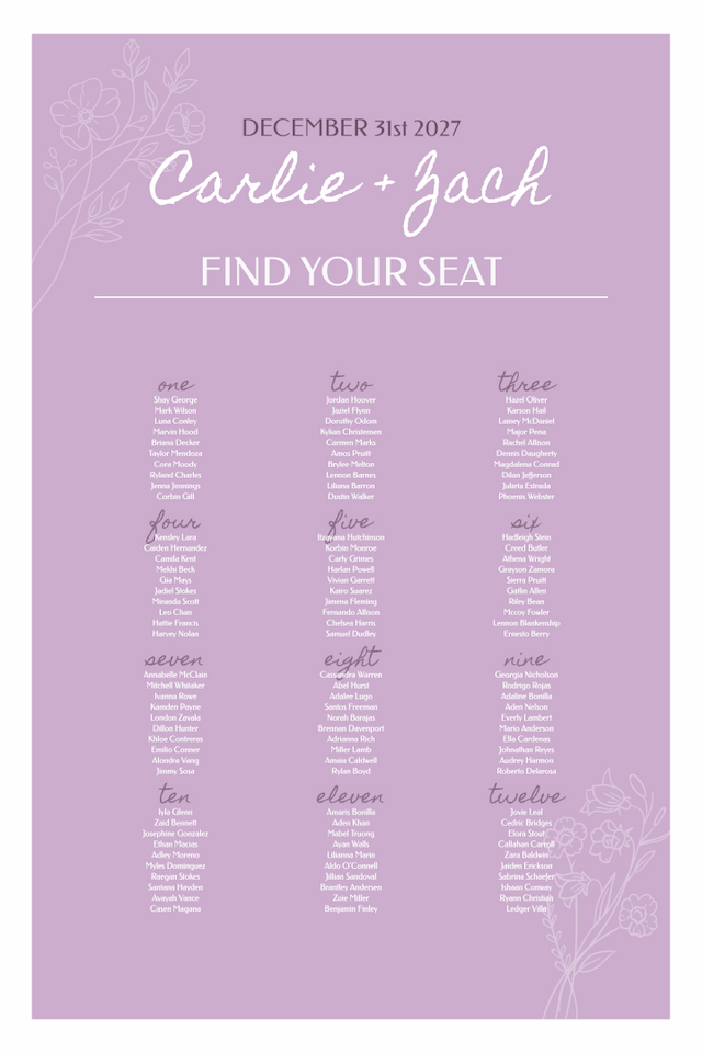 Find Your Seat Wedding Seating Board